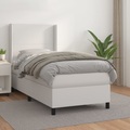 vidaXL Boxspringbett mit Matratze Weiß 90x190 cm Kunstleder