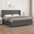vidaXL Boxspringbett mit Matratze Grau 200x200 cm Kunstleder