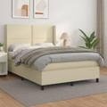 vidaXL Boxspringbett mit Matratze Creme 140x200 cm Kunstleder