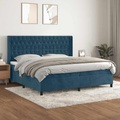 vidaXL Boxspringbett mit Matratze Dunkelblau 200x200 cm Samt
