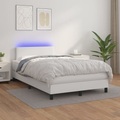 vidaXL, vidaXL Boxspringbett mit Matratze & LED Weiß 120x200 cm Kunstleder