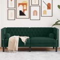 vidaXL Chesterfield-Sofa mit Nackenrollen 2-Sitzer Dunkelgrün Samt