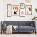vidaXL Chesterfield-Sofa mit Nackenrollen 3-Sitzer Dunkelgrau Samt