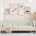 vidaXL Chesterfield-Sofa mit Nackenrollen 3-Sitzer Creme Samt