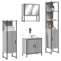 vidaXL 4-tlg. Badmöbel-Set Grau Sonoma Holzwerkstoff