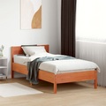 vidaXL Massivholzbett mit Kopfteil Wachsbraun 90x200 cm Kiefer