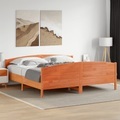 vidaXL Massivholzbett mit Kopfteil Wachsbraun 200x200 cm Kiefer