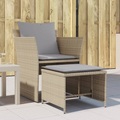 vidaXL, vidaXL Gartenstuhl mit Fußhocker Beige Poly Rattan