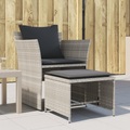 vidaXL, vidaXL Gartenstuhl mit Fußhocker Hellgrau Poly Rattan