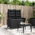 vidaXL, vidaXL Gartenbank Verstellbar mit Kissen Schwarz Poly Rattan