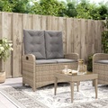 vidaXL Gartenbank Verstellbar mit Kissen Beige Poly Rattan