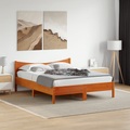 vidaXL Massivholzbett mit Kopfteil Wachsbraun 150x200 cm Kiefer