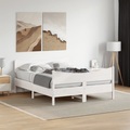 vidaXL Massivholzbett mit Kopfteil Weiß 160x200 cm Kiefer