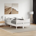 vidaXL Massivholzbett mit Kopfteil Weiß 120x200 cm Kiefer