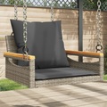 vidaXL, vidaXL Hängesessel mit Kissen Grau 63x62x40 cm Poly Rattan