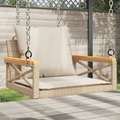 vidaXL, vidaXL Hängesessel mit Kissen Beige 63x62x40 cm Poly Rattan