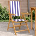 vidaXL Gartenstühle 2 Stk. Blau und Weiß Massivholz Akazie & Stoff