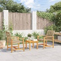 vidaXL, vidaXL 3-tlg. Bistro-Set Beige Poly Rattan und Akazienholz