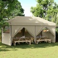 vidaXL Partyzelt Faltbar Pop-Up mit 4 Seitenteilen Taupe