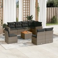 vidaXL 9-tlg. Garten-Sofagarnitur mit Kissen Grau Poly Rattan