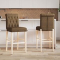 vidaXL, vidaXL Barstühle 2 Stk. Massivholz Gummibaum und Stoff