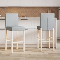 vidaXL, vidaXL Barstühle 2 Stk. Massivholz Gummibaum und Stoff