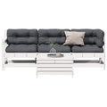 vidaXL 4-tlg. Garten-Lounge-Set mit Kissen Weiß Massivholz Kiefer