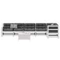 vidaXL 7-tlg. Garten-Lounge-Set mit Kissen Weiß Massivholz Kiefer