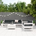 vidaXL 6-tlg. Garten-Lounge-Set mit Kissen Weiß Massivholz Kiefer