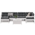 vidaXL 7-tlg. Garten-Lounge-Set mit Kissen Weiß Massivholz Kiefer
