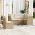 vidaXL 5-tlg. Garten-Sofagarnitur mit Kissen Beige Poly Rattan