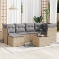 vidaXL 7-tlg. Garten-Sofagarnitur mit Kissen Beige Poly Rattan