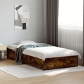 vidaXL Bettgestell Räuchereiche 90x190 cm Holzwerkstoff und Metall