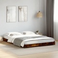 vidaXL Bettgestell Räuchereiche 140x200 cm Holzwerkstoff und Metall