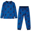 vidaXL Kinderpyjama mit Langen Ärmeln Bär- und Fahrrad-Muster Petrolblau 128