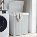 vidaXL Wäschekorb mit Deckel Weiß 46x33x60 cm Poly Rattan