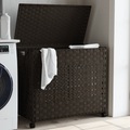 vidaXL, vidaXL Wäschekorb mit Rollen Dunkelbraun 66x35x60 cm Rattan
