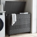 vidaXL, vidaXL Wäschekorb mit Rollen Grau 66x35x60 cm Rattan