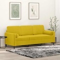 vidaXL 3-Sitzer-Sofa mit Zierkissen Gelb 180 cm Samt
