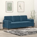 vidaXL 3-Sitzer-Sofa mit Zierkissen Blau 180 cm Samt