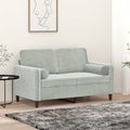 vidaXL 2-Sitzer-Sofa mit Zierkissen Hellgrau 120 cm Samt