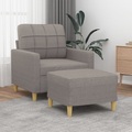 vidaXL Sessel mit Hocker Taupe 60 cm Stoff