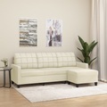 vidaXL 3-Sitzer-Sofa mit Hocker Creme 180 cm Kunstleder