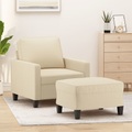 vidaXL Sessel mit Hocker Creme 60 cm Stoff