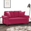 vidaXL 2-Sitzer-Sofa mit Zierkissen Weinrot 120 cm Samt