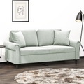 vidaXL 2-Sitzer-Sofa mit Zierkissen Hellgrau 140 cm Samt