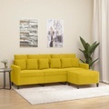 vidaXL 3-Sitzer-Sofa mit Hocker Gelb 180 cm Samt