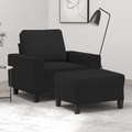 vidaXL Sessel mit Hocker Schwarz 60 cm Stoff