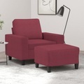 vidaXL Sessel mit Hocker Weinrot 60 cm Stoff