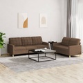 vidaXL 2-tlg. Sofagarnitur mit Kissen Braun Stoff